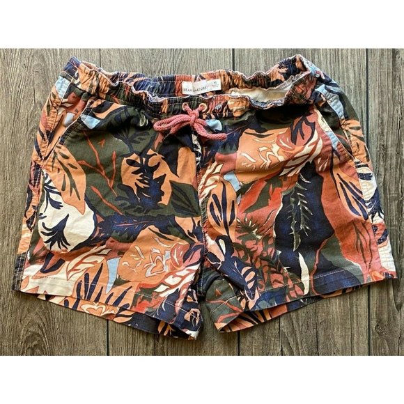 L.L. Bean Pants - L.L. Bean Signature Salmon Pink Twill Cotton Foliage Print Pull-On Shorts  XS